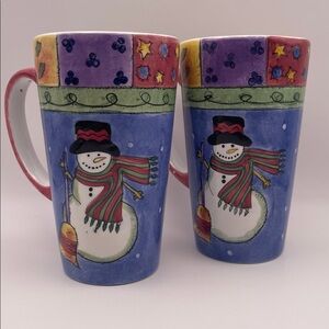 Sango Sue Zipkin Sweet Shoppe Snowman Mugs | Set of 2 Winter Cups
